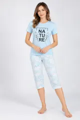 Pijama damă bumbac – imprimeu NATURE blue