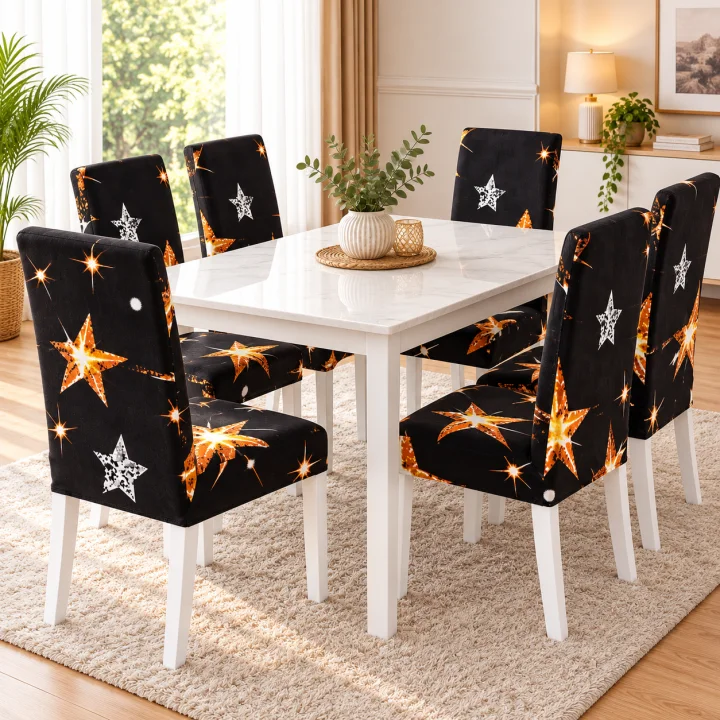 Set 6 Huse Elastice pentru Scaune, Microfibră Premium, cu Elastic, Protecție și Design Elegant