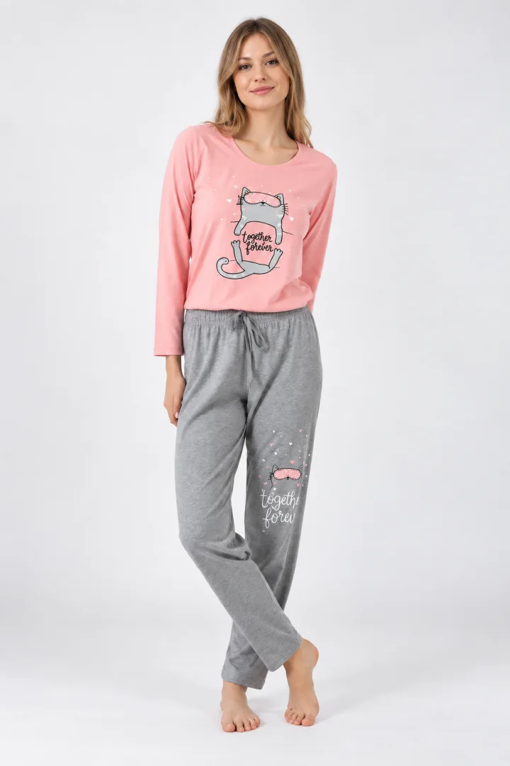 Pijamale damă cu imprimeu Together Forever, roz