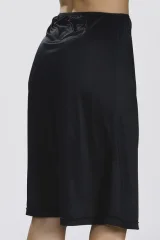 Jupă damă sub genunchi fără cusături, cu elastic din dantelă, negru