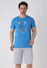 Pijama bărbați Paște, Albastru– tricou și pantaloni 3/4