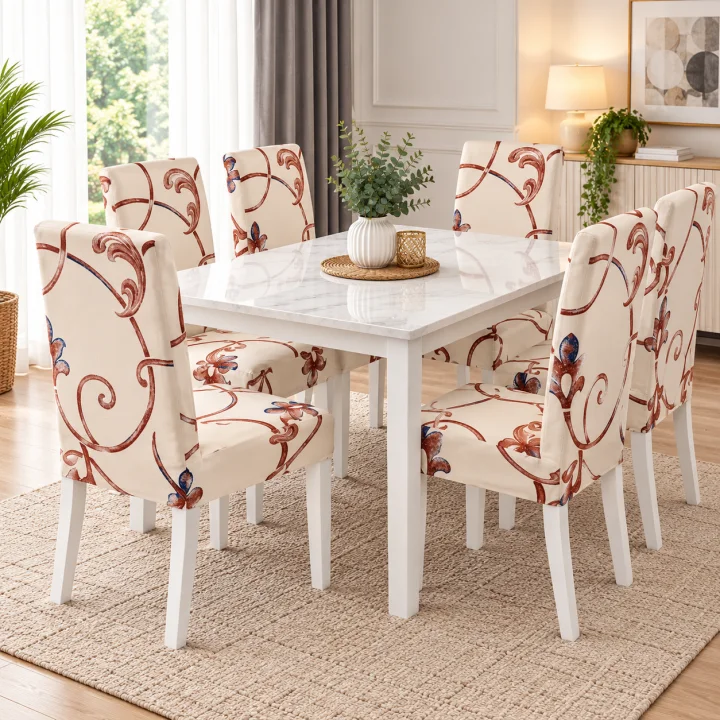 Set 6 Huse Elastice pentru Scaune, Microfibră Premium, cu Elastic, Protecție și Design Elegant