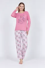 Pijama damă, cu mânecă lungă și pantaloni lungi, imprimeu ursuleti