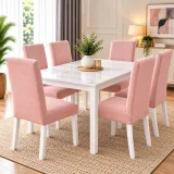 Set 6 Huse Elastice pentru Scaune, Microfibră Premium, cu Elastic, Protecție și Design Elegant