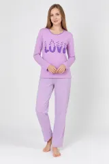 Pijama damă cu imprimeu ,,Love'', culoare mov