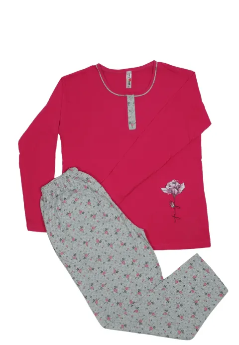 Pijama damă Roz mânecă lungă și pantaloni lungi