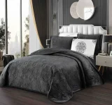 Set Cuvertură de Pat Dublu din Catifea Premium, 5 Piese, 220x240 cm, cu Fețe de Pernă Decorative