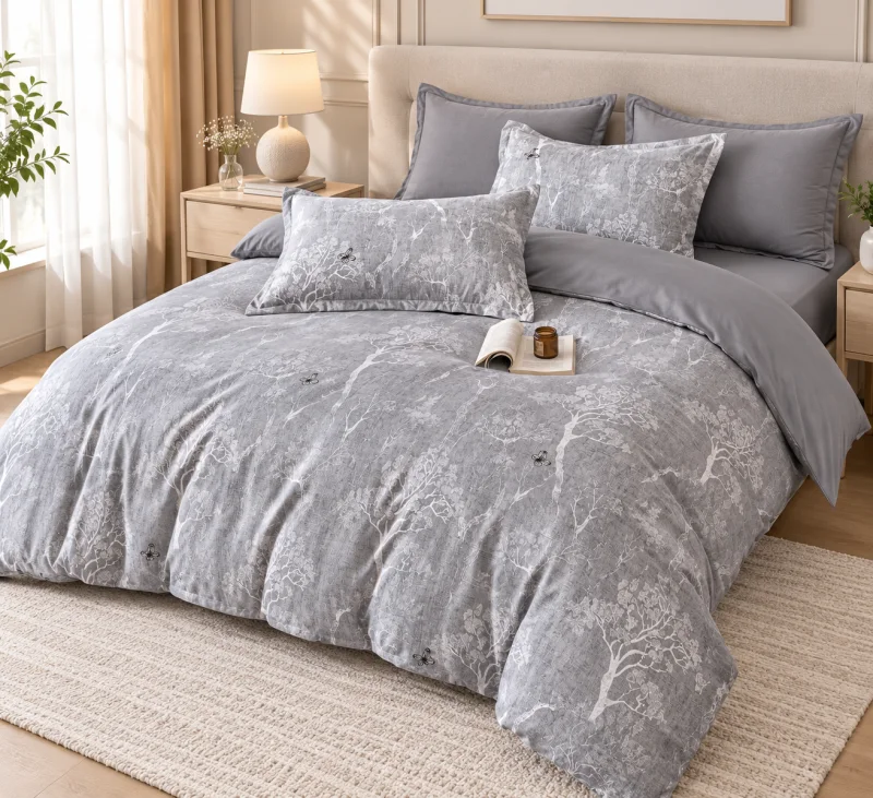Set Lenjerie de Pat Dublu din Microfibră Premium, 6 Piese, Cearșaf 245x250 cm