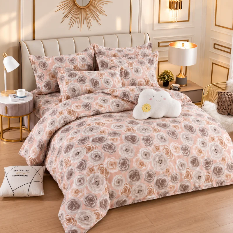 Set Lenjerie de Pat Dublu din Microfibră Premium, 6 Piese, Cearșaf 245x250 cm