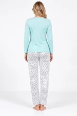 Pijama damă cu mânecă lungă și pantaloni lungi cu imprimeu
