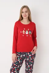 Pijama damă de Crăciun cu mânecă lungă și pantaloni lungi