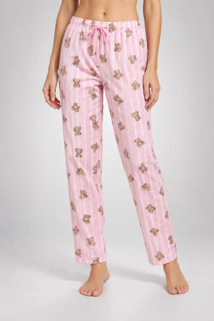 Pantaloni de pijama de dama dungi roz