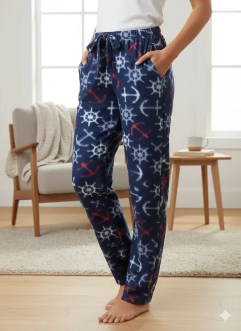 Pantaloni Dama Polar , Bleumarin, cu Ancoră