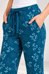 Pantaloni damă din bumbac cu buzunare și șnur reglabil în talie