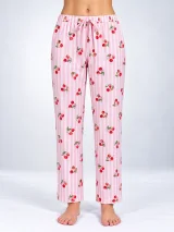 Pantaloni de pijama de dama roz cu cirese