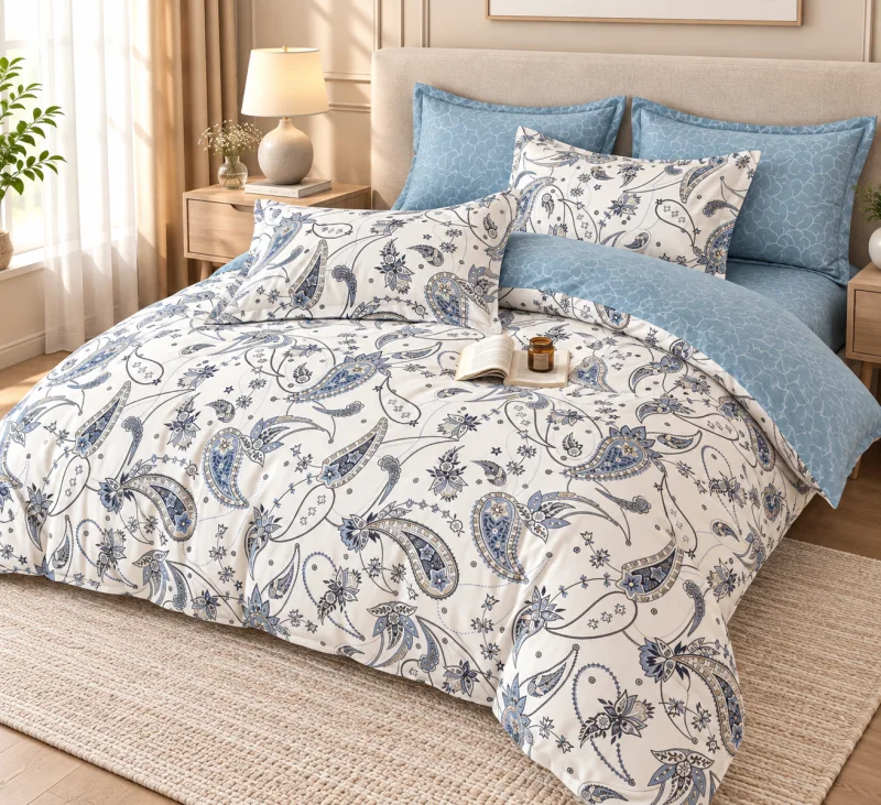 Set Lenjerie de Pat Dublu din Microfibră Premium, 6 Piese, Cearșaf 245x250 cm
