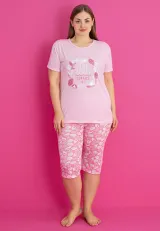 Pijama damă tricou + pantaloni 3/4 imprimeu find beauty