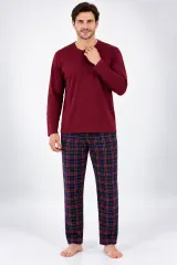 Pijama barbat bordo cu carouri mici