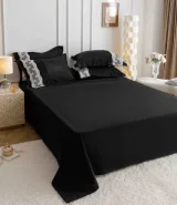 Set Lenjerie de Pat Premium din Microfibră Soft-Touch cu Inimioare Brodate, 6 Piese