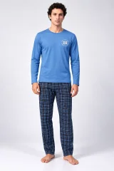 Pijama bărbați cu mânecă lungă și pantaloni lungi cu imprimeu