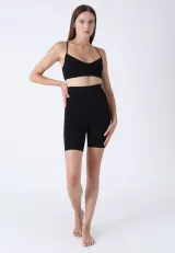 Pantaloni modelatori scurți cu talie înaltă – negru