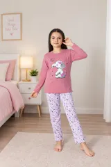 Pijama fetițe cu elefant, roz deschis