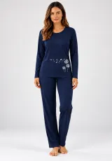 Pijama damă big size mânecă lungă și pantaloni lungi BLUMARIN