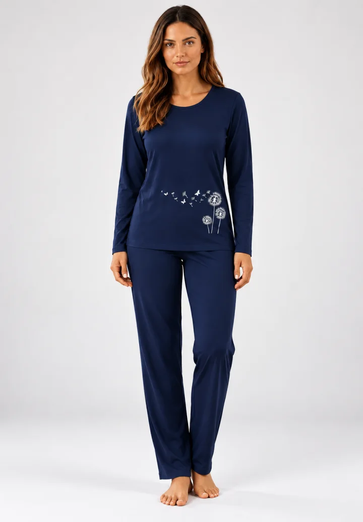 Pijama damă big size mânecă lungă și pantaloni lungi BLUMARIN