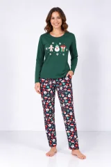 Pijama damă de Crăciun cu mânecă lungă și pantaloni lungi