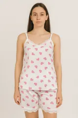 Pijama damă maiou și short – imprimeu inimioare