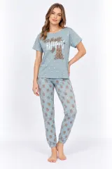Pijama damă din bumbac „Happiness” cu mânec