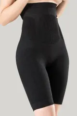 Pantaloni modelatori 3/4 cu talie înaltă și corset-negru