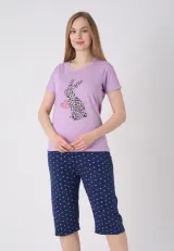 Pijama damă cu model de Paște, mov