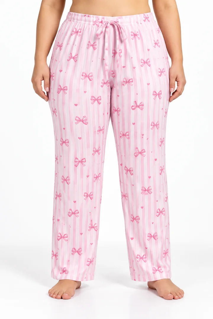 Pantaloni de pijama damă mărimi mari, Big Size 2XL–5XL, cu șnur reglabil