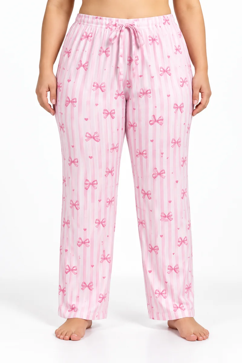 Pantaloni de pijama damă mărimi mari, Big Size 2XL–5XL, cu șnur reglabil