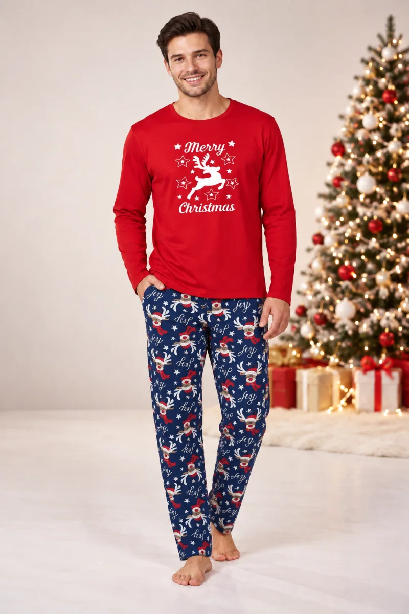Pijama Bărbați de Crăciun, Bluză cu Mânecă Lungă și Pantaloni Lungi