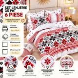 Set Lenjerie de Pat Dublu din Microfibră Premium, 6 Piese, Cearșaf 245x250 cm