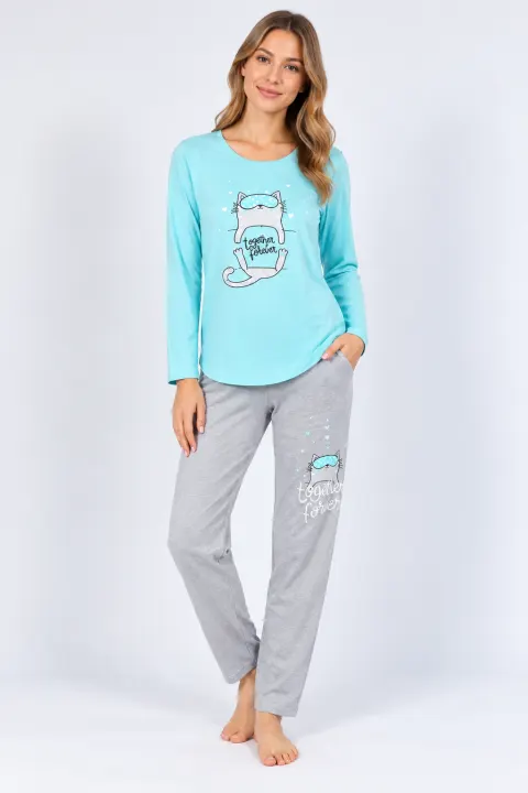 Pijamale damă cu  imprimeu Together Forever, Blue