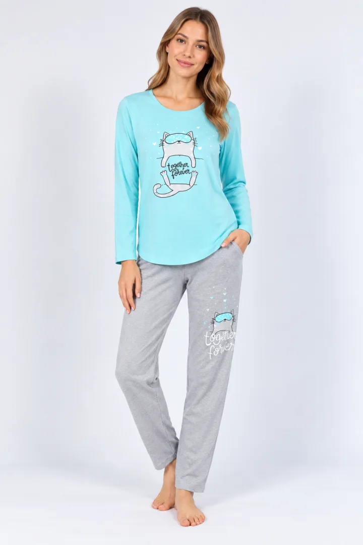 Pijamale damă cu  imprimeu Together Forever, Blue
