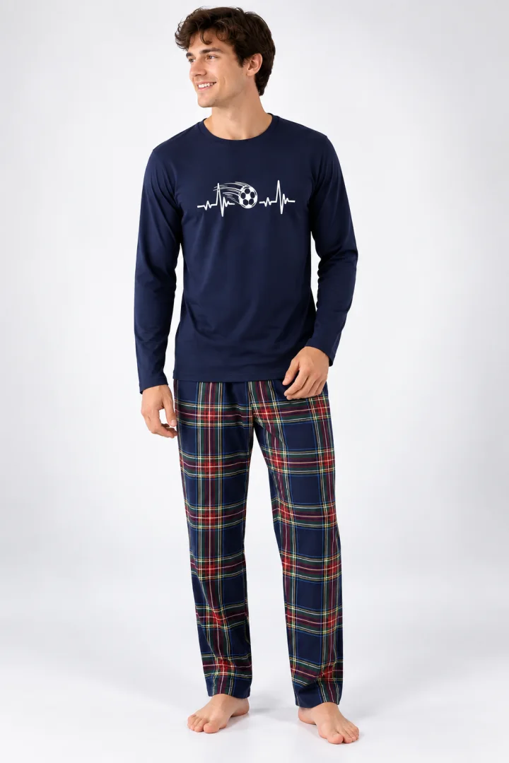 Pijama barbat blumarin cu carouri mari