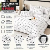 Set Lenjerie de Pat Dublu din Microfibră Premium, 6 Piese, Cearșaf 245x250 cm