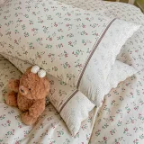 Lenjerie de Pat din 100% Bumbac cu Dantelă, 4 Piese, Cearșaf cu Elastic 180x200 cm