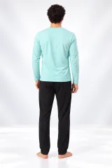 Pijama bărbați cu mânecă lungă și pantaloni lungi cu imprimeu