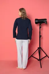 Pijama damă vătuită cu mânecă lungă și pantaloni lungi