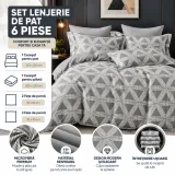 Set Lenjerie de Pat Dublu din Microfibră Premium, 6 Piese, Cearșaf 245x250 cm