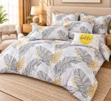 Set Lenjerie de Pat Dublu din Microfibră Premium, 6 Piese, Cearșaf 245x250 cm