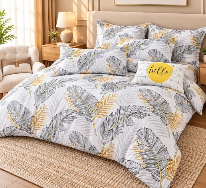 Set Lenjerie de Pat Dublu din Microfibră Premium, 6 Piese, Cearșaf 245x250 cm