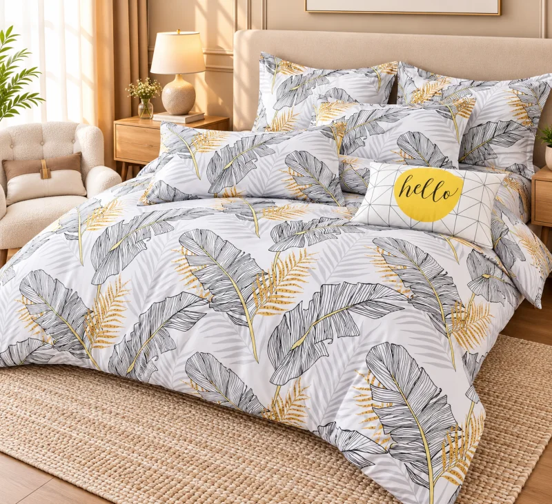 Set Lenjerie de Pat Dublu din Microfibră Premium, 6 Piese, Cearșaf 245x250 cm