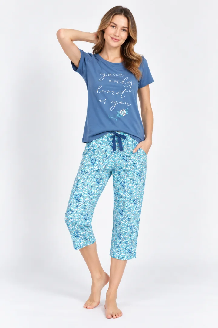 Pijama Dama– imprimeu Your Only Limit Is You,  blue