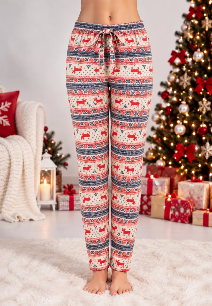 Pantaloni de Pijama Damă de Crăciun din 100% Bumbac